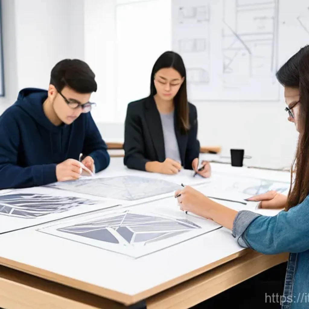 제품디자인 자격증 취득 시 유리한 학력 - **Prompt 1: "A diverse group of young adult product design students, both male and female, are deepl...