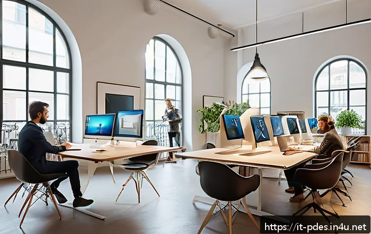 제품디자인 자격증 취득 후 취업 사례 - A modern Italian design studio interior bustling with young certified product designers collaboratin...