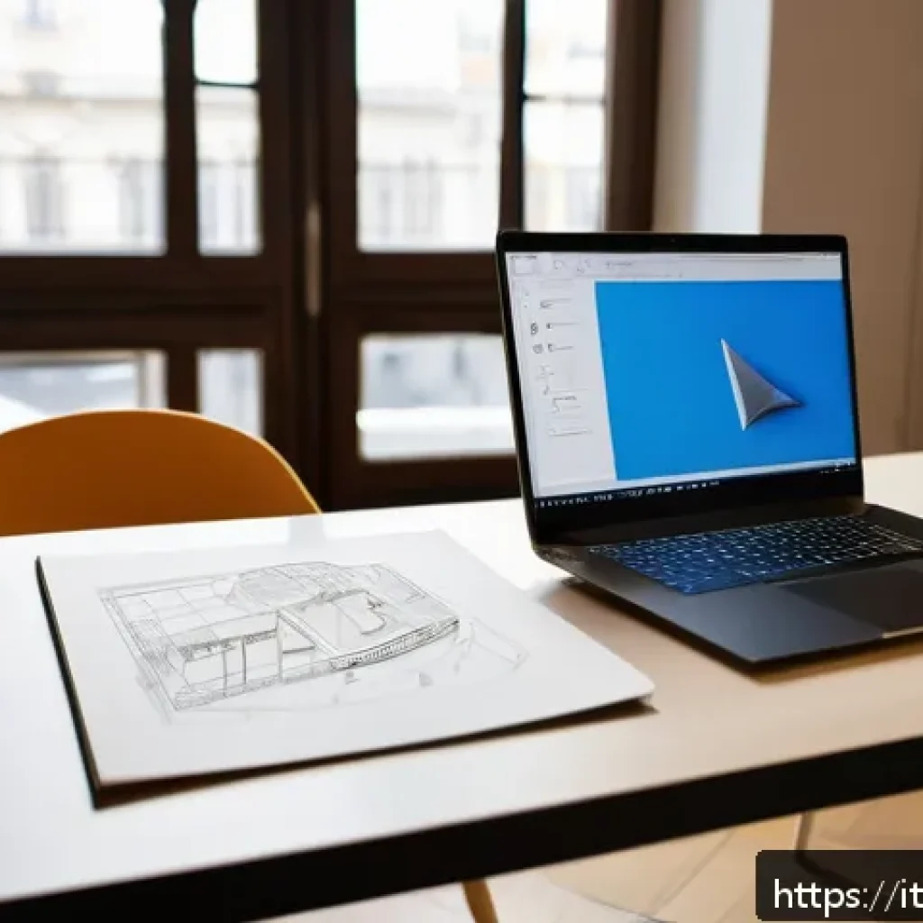 제품디자인 자격증으로 이직 성공하기 - A modern product designer workspace in Milan, Italy, featuring a sleek desk with a high-end laptop d...